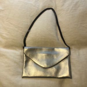 J Crew metallic Silver clutch & shoulder bag